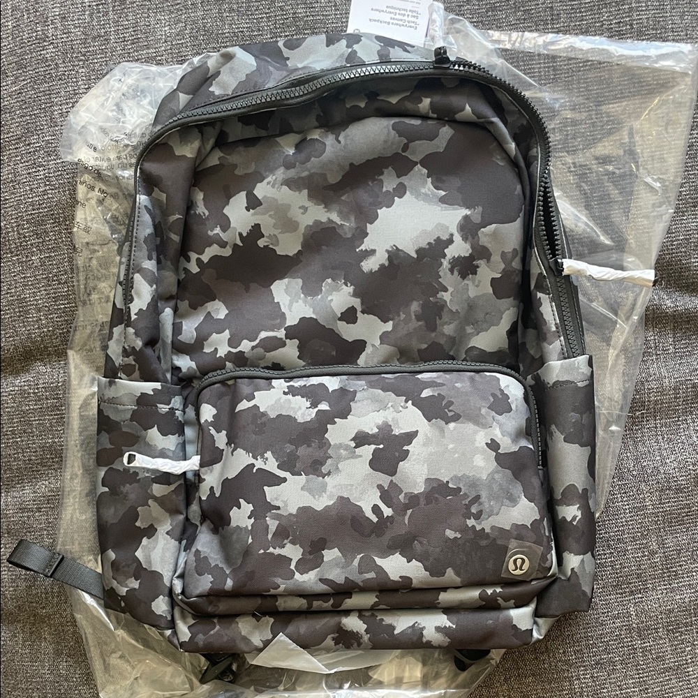 Lululemon Everywhere Black and Gray Camo Backpack